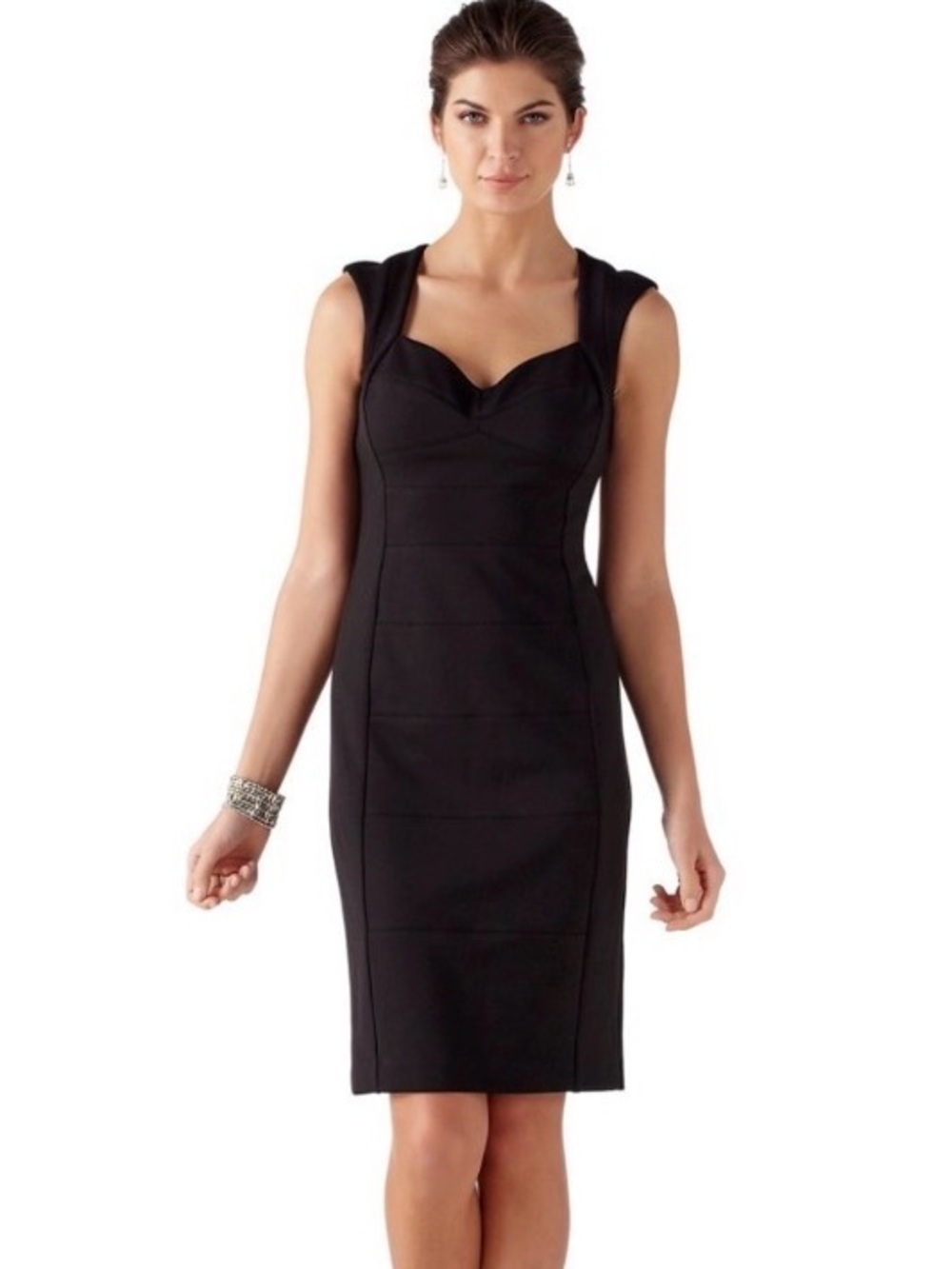 White House Black Market Black Bodycon Sleeveless Bandage Dress sz 2 NWOT